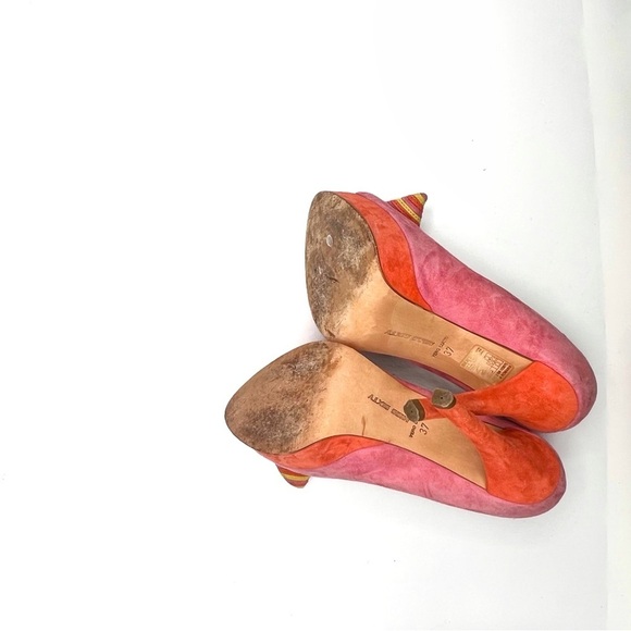 Miss Sixty Pink Suede Bow Peep-Toe High Heels – Size 37 (US 6.5-7) - Picture 8 of 10